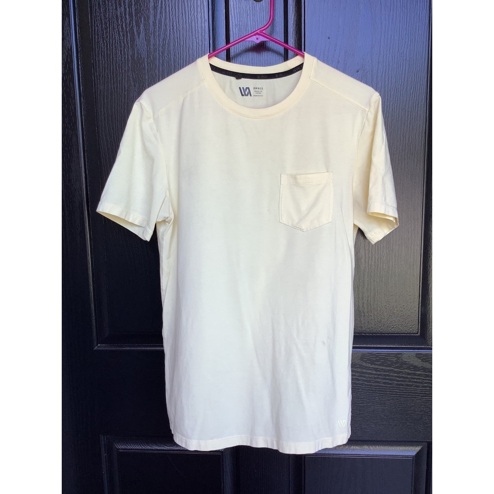 VRST Mens‎ Short Sleeve Pocket T-Shirt Pale Yellow Crew Neck RN104141 Small
